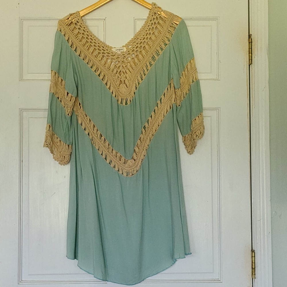 UMGEE Beach Tunic Dress aqua tan
